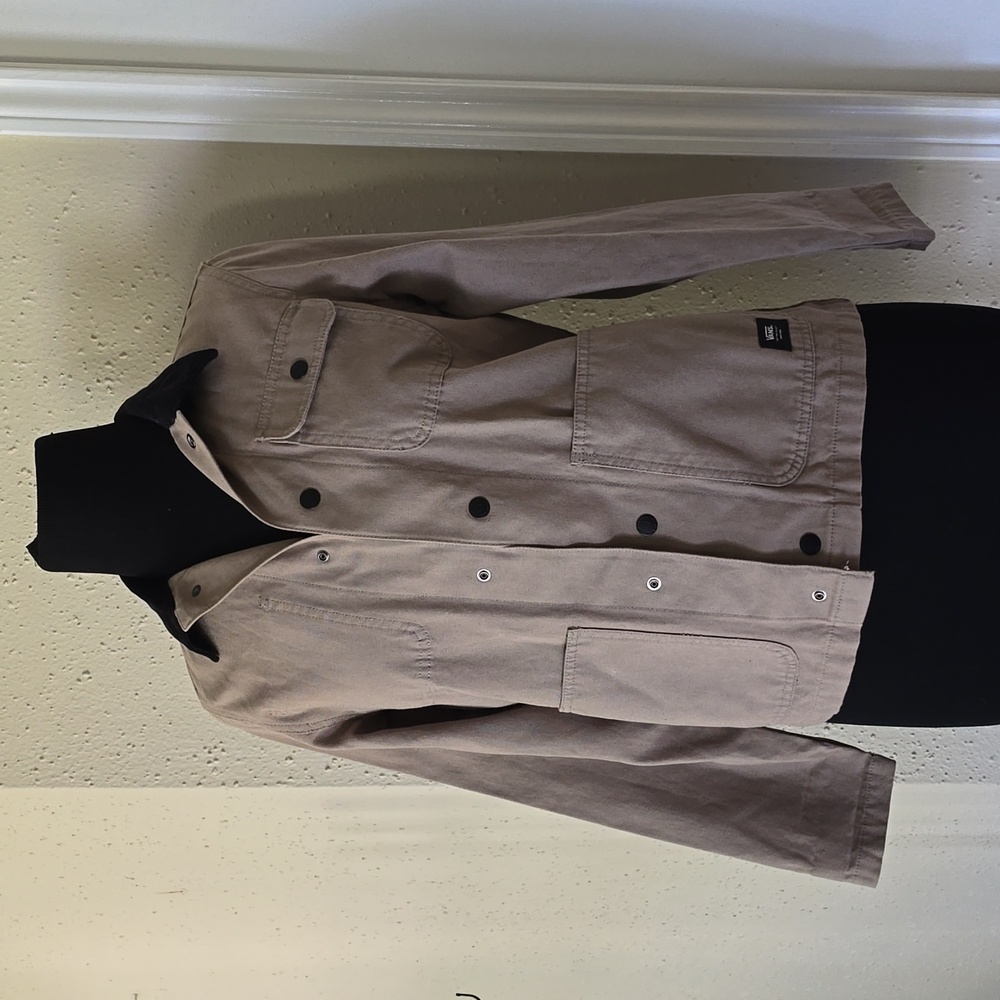 Vans Drill Chore Utility Jacket Tan Brown Corduroy Snap Down Womens medium size